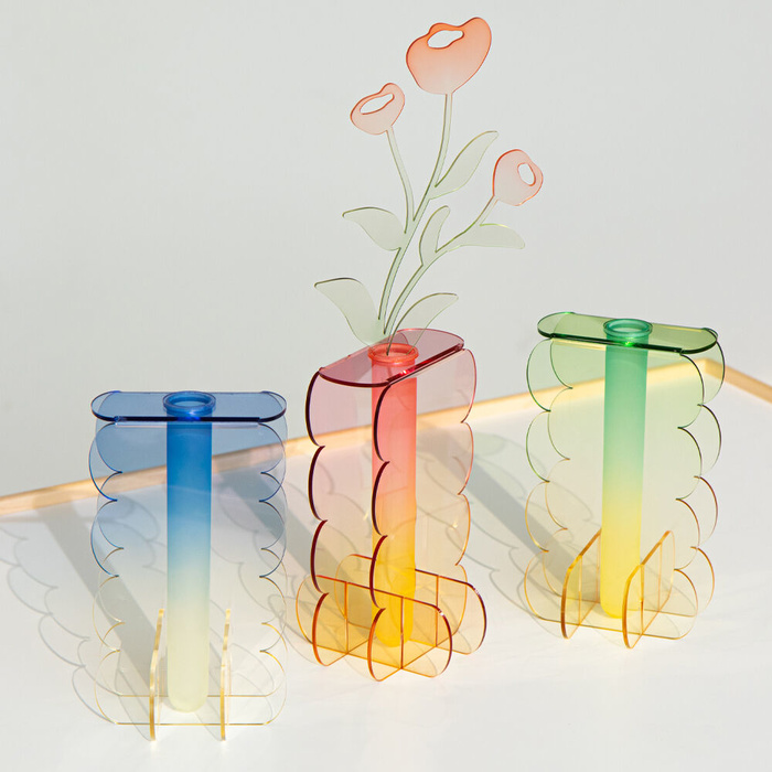 Acrylic cloud household decor flower Floral vase sunset seaside color centerpiece dyeing bud vases